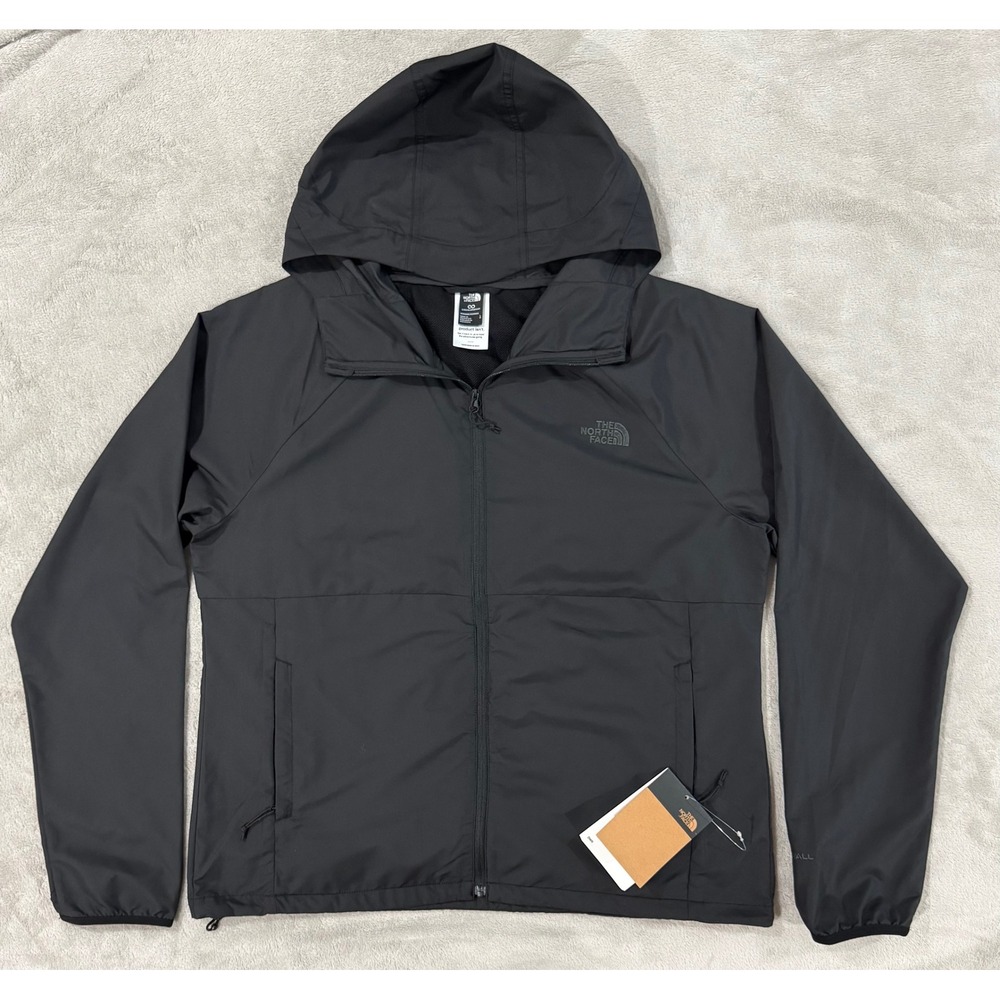 The North Face Womens Windwall Circular Design Hooded Jacket Black Large NEW